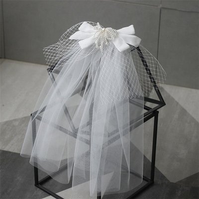 頭紗新娘領證頭飾超仙拍照道具紗白色頭紗女結婚韓式簡約網紅頭紗