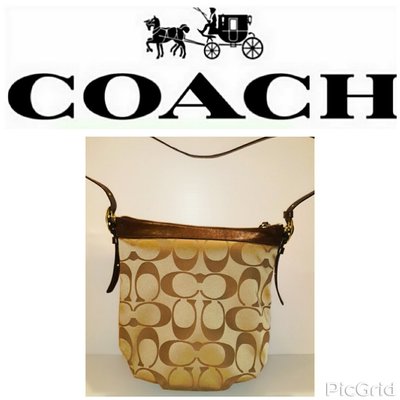 真品 蔻馳 COACH 2用包 斜背包 側背包 肩背包 牛皮緹花織紋布皮革郵差包288 一元起標 有LV