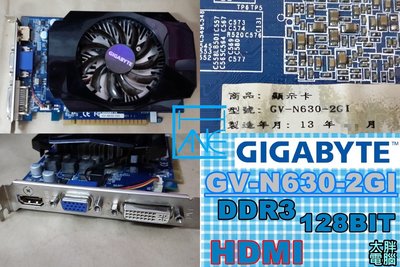 【 大胖電腦 】技嘉 GV-N630-2GI 顯示卡/HDMI/DDR3/128BIT/保固30天 良品 直購價400元