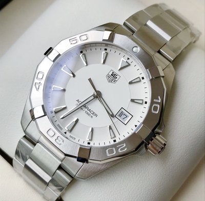 TAG HEUER Aquaracer 白色錶盤 銀色不鏽鋼錶帶 石英 男士手錶 WAY1111.BA0928