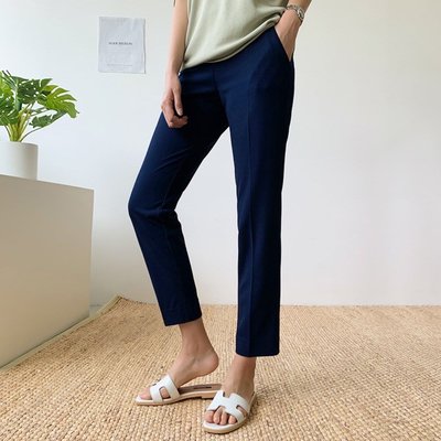 韓國4色收小腹😉寬版鬆緊彈性西裝褲