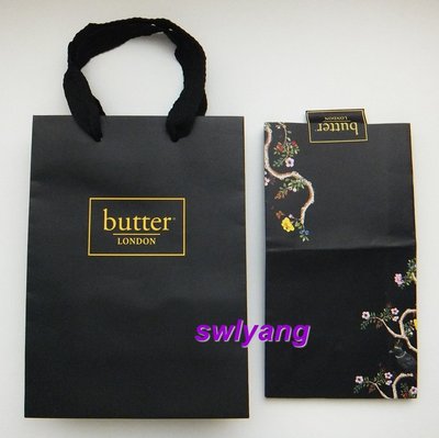 Butter LONDON 時尚指甲油 黑色LOGO包裝袋 提袋 紙袋