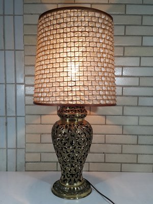 [銀九藝] 早期 銅器銅雕 高~52公分 銅製 簍空雕花瓶 可調式檯燈