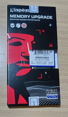 金士頓 Kingston 4GB DDR4-2666 260Pin SODIMM KVR26S19S6/4 NB用