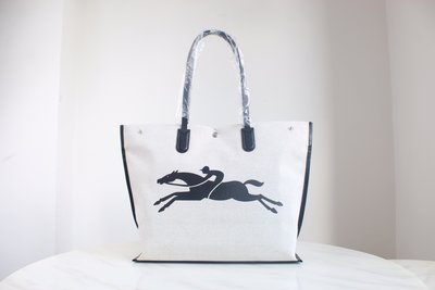 Longchamp瓏驤新款簡約文藝帆布包大號長柄單肩包手提包托特包購物袋
