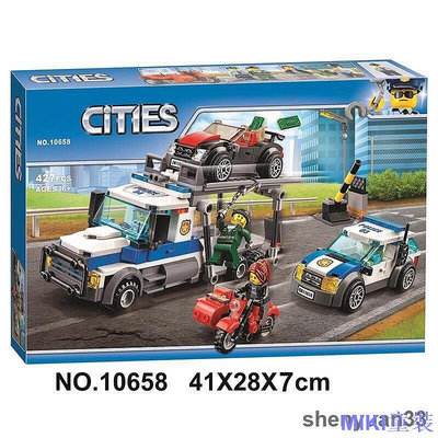 MK童裝熱賣兼容樂高城市警察系列搶劫汽車運輸車60143男孩拼裝積木玩具10658