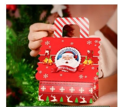 Amy烘焙網:5入日本韓國熱銷聖誕提盒  禮物包裝盒 手工餅乾糖果盒 蘋果盒 聖誕節包裝紙盒
