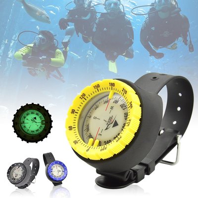 適用潛水人員 防水夜光錶盤可拆卸錶帶潛水指南針 50m水下腕羅盤平衡潛水指南針 用於潛水戶外獨木舟 潛水指南針 潛水裝備