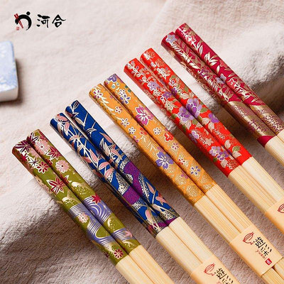 日本原裝進口河合KAWAI筷子家用高端天然竹子日式尖頭防滑防霉 特價