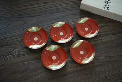 日本回流金箔漆器壺承杯托茶盤5個