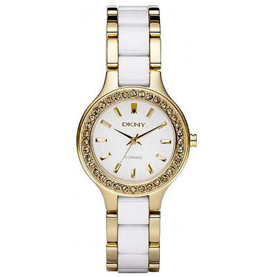 手錶帶 現貨DKNY陶瓷手錶金色鑲鉆時尚簡約石英錶防水女錶