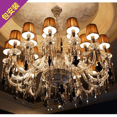 大型玻璃水晶吊燈高檔別墅復式樓客廳吊燈蠟燭歐式水晶餐廳燈飾