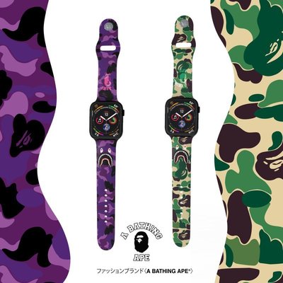 適用蘋果手錶錶帶Apple Watch SE Bape猿人迷彩iwatch1/2/3/4/5/6