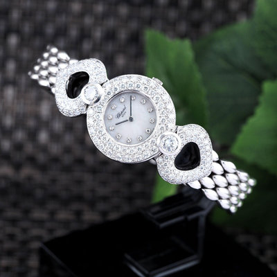 CHOPARD 蕭邦 18K白金 豪華鑽錶 10/6300-20 原鑲鑽石 石英淑女錶 大主鑽