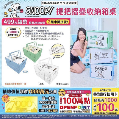 7-11 499元Snoopy提把摺疊收納箱桌福袋-藍款 因尺寸問題,僅能寄1