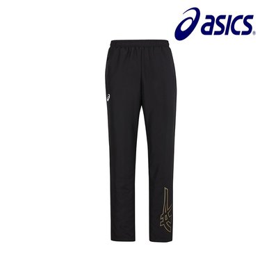 棒球世界全新ASICS 亞瑟士平織長褲 男女中性黑色運動訓練鬆緊帶及束繩設計特價(2033B527-001)