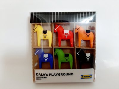 絕版品 IKEA DALA'S PLAYGROUND 可愛達拉馬 杯緣扣 茶包扣 小memo架 一組六隻可愛繽紛的小馬