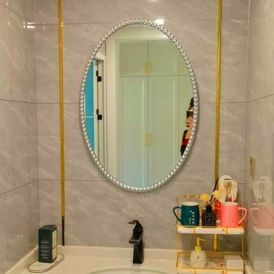 【熱賣精選】 法式復古化妝鏡掛墻臥室歐式浴室鏡壁掛橢圓客廳裝飾鏡美式梳妝鏡