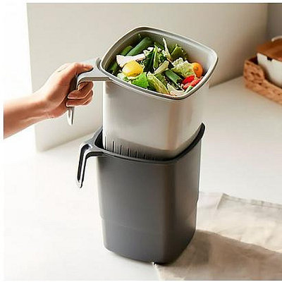 韓國  廚餘垃圾桶  手提食物垃圾桶 4灰色 白色