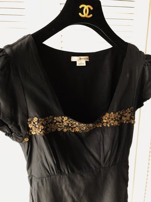 DKNY JEANS 黑色金屬亮片短袖洋裝
