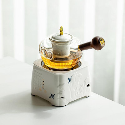 純手繪蝴蝶蘭花電陶爐家用靜音煮茶小型燒水玻璃壺泡茶爐
