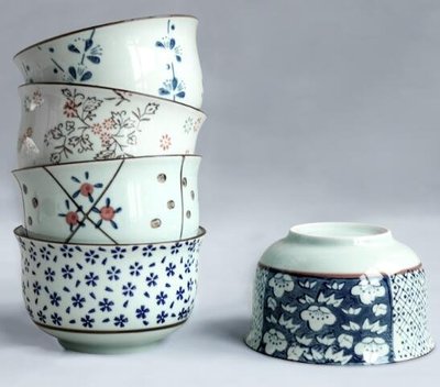 6966A 日式 陶瓷手繪釉茶杯日式碗 喝茶碗5入陶瓷茶杯 和風日系茶碗套裝陶瓷杯五件組送禮禮品