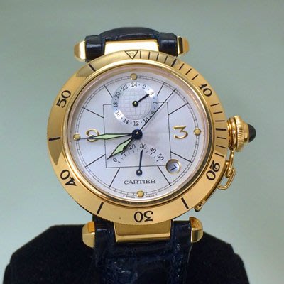 順利當舖 Cartier/卡帝亞 18K金pasha多功能新款GMT雙時區帥氣男女通用自動錶款