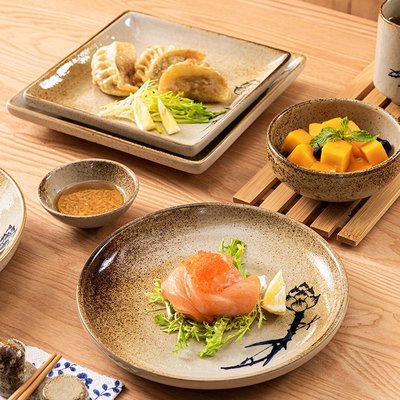 日式復古碗碟餐具陶瓷家用套裝飯碗單個創意個性大碗湯面碗盤組合-主推款