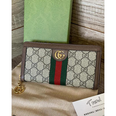 ✨Gucci Ophidia 帆布織帶拉鏈長夾 523154