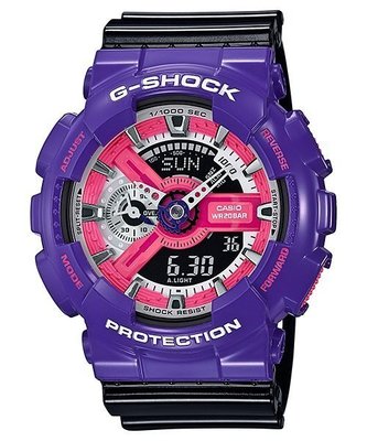 G-SHOCK CASIO 卡西歐潮男必備紫黑桃紅混搭跳色運動電子錶 型號：GA-110NC-6A【神梭鐘錶】