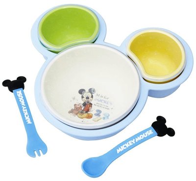 ♡fens house♡日本進口 迪士尼 米奇 mickey 離乳餐具組 餐盤 湯匙 叉子 飯碗 盤子 6件組~日本製