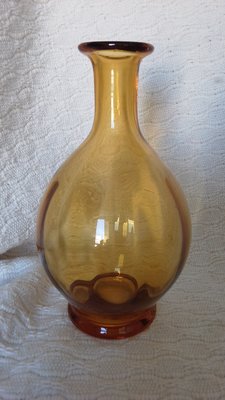 意大利名廠 Murano 古董水晶玻璃瓶 琥珀色 1950年代出品 狀態完美