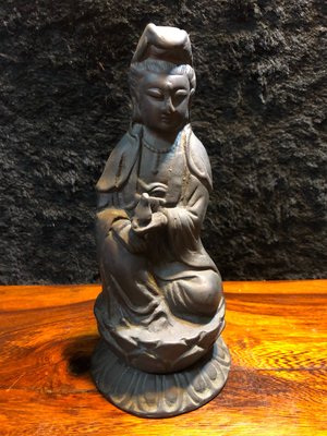 『華山堂』古董文物 台灣早期收藏 老件 日式觀音相  觀世音菩薩 落款 大明宣德 老件銅器