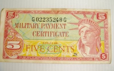 MILITARY PAYMENT CERTIFICATES SERIES 591, (1961-1964年)