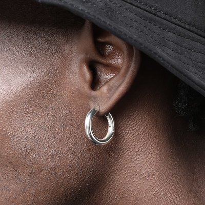 S925 Glossy Earrings純銀素圈大耳圈男嘻哈女光面~清倉