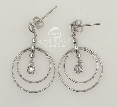 【GoldenCOSI】雙圓款式 耳環 1.11錢 5分鑽石 K金
