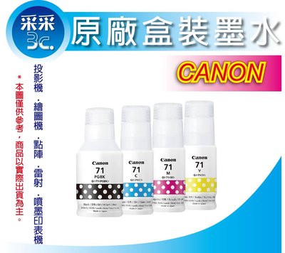 【含稅+采采3C】 CANON GI-71C 藍色原廠填充墨水 台灣地區專用貼紙 G1020、G2020、G3020