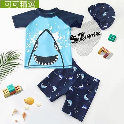 熱銷 廣州兒童泳衣, 可愛的鯊魚印花, 全尺寸~可可精選