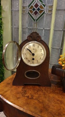 【卡卡頌  歐洲古董】德國老件 ~  機械鐘   古董鐘  木雕  桌鐘  座鐘  cl0059✬