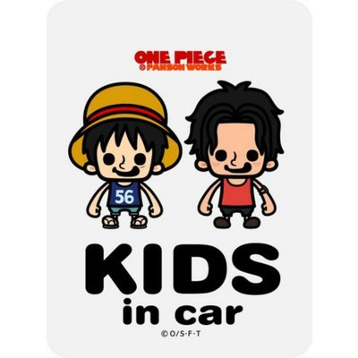 【物生活】日本製 車身防水貼紙 車用防水貼紙 KIDS in car 海賊王 魯夫 喬巴 - 現貨
