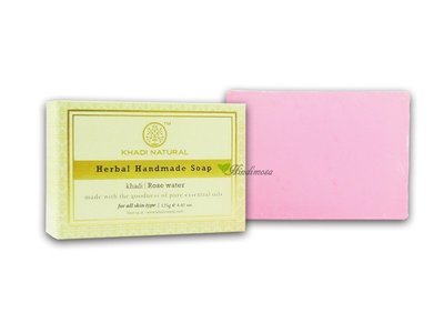 ♡印地摩沙╭♡ 印度 Khadi 草本玫瑰水手工精油香皂  125g 原價49元