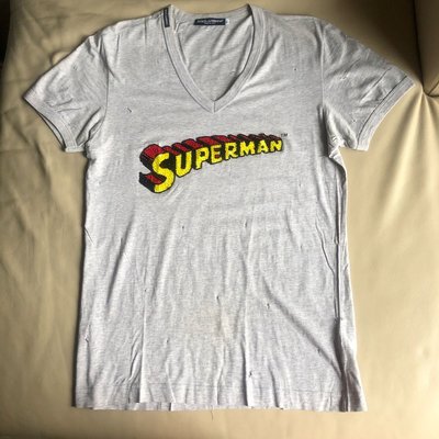 [品味人生] 保證正品 DOLCE & GABBANA DG 亮片 superman 短袖T恤 短T SIZE 50