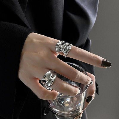 🌿細細條飾品|純銀 戒指男2022年新款凹槽鏡面開口戒指女ins小眾設計食指網紅高級學生指環