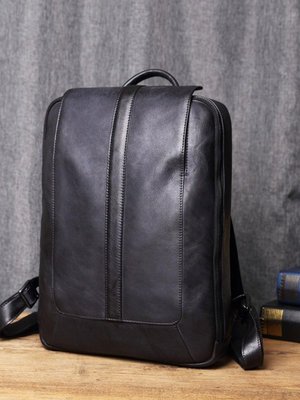新款包包 玉靈果雙肩包男士真皮簡約旅行包商務休閑大容量頭層牛皮電腦背包