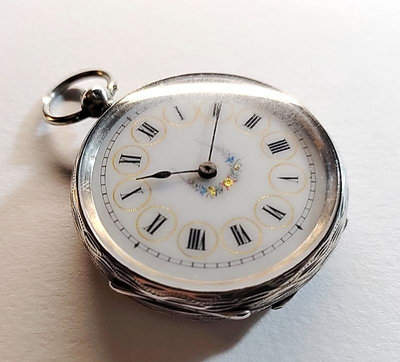 【timekeeper】 1890年瑞士製鑰匙上鍊純銀精雕三門懷錶(免運)