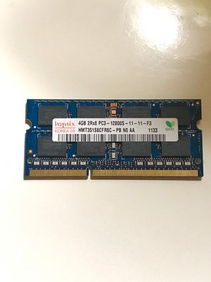 Hynix DDR3 4Gb 2Rx8 PC3-12800s 記憶體 筆記型電腦