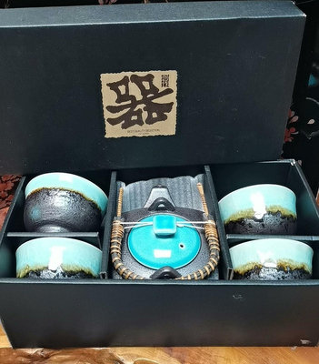 zwx 日本創作陶器 美濃燒茶器 一壺四杯 全新無使用原盒 造型別致