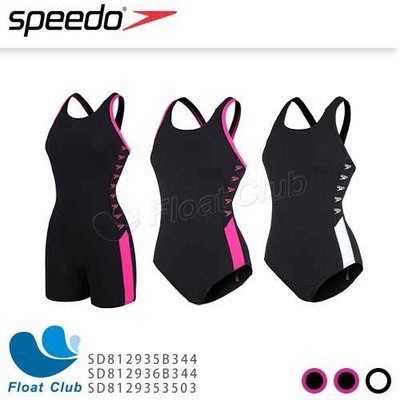 【SPEEDO】女運動連身泳裝 Boom Logo Splice 黑電氣粉紅／黑白 SD81293 原價2480元