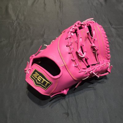 棒球世界ZETT A級硬式牛皮 棒球一壘手手套特價 本壘版標粉紅配色
