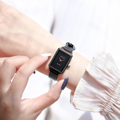 新款手錶女 百搭手錶女GUOU手錶女款小巧精細時尚腕錶細帶氣質小方錶防水皮帶女士手錶女